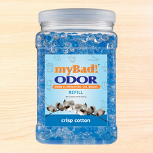 Load image into Gallery viewer, my Bad! Odor Eliminator Gel Beads 48 oz Refill - Crisp Cotton
